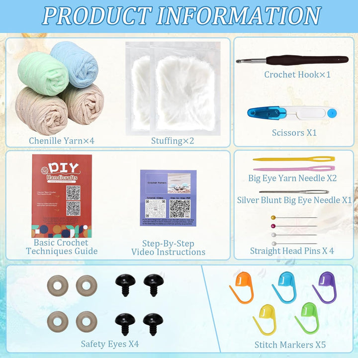 DEMIUKO Häkeln für Anfänger Tiere Häkelset 2 Stück Schildkröte Strickset für Erwachsene Kinder Stric