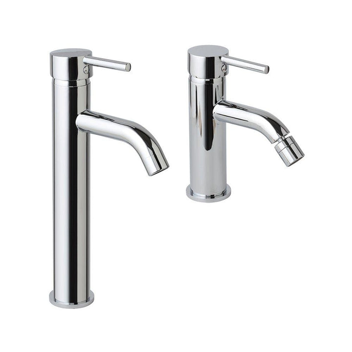 KIAMAMI VALENTINA - Coppia di Rubinetti per Lavabo Alto e Bidet | Design Moderno | Cromato | Ottone