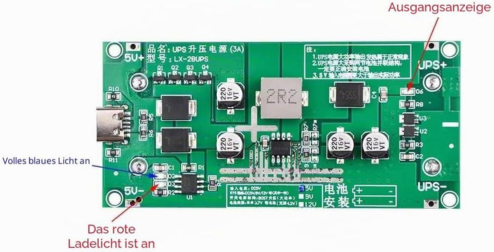 1 Stück 5V 3A 18650 USV unterbrechungsfreie Stromversorgung Type-C -USB-Lithium-Batterieladegerät
