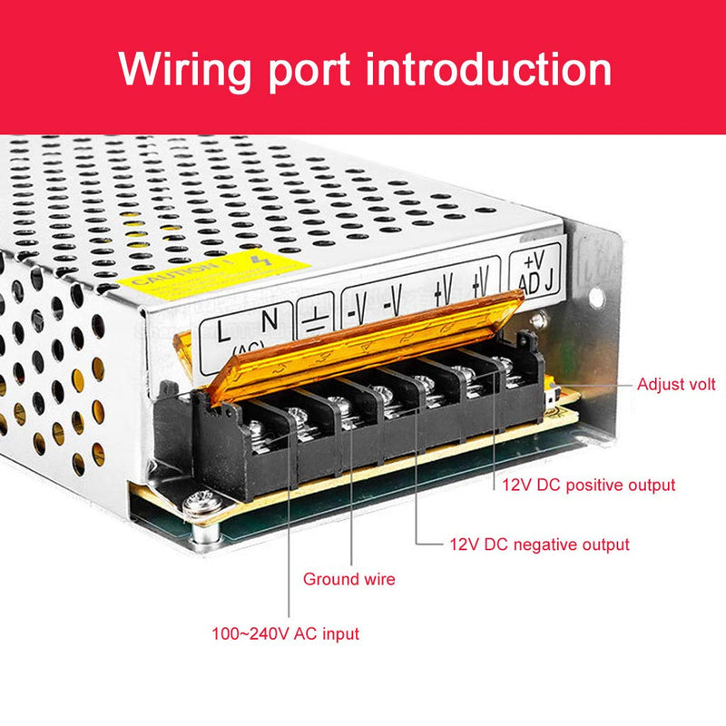 12V 16.7A Schaltnetzteil 200W Netzteil Transformator Diver Adapter für Überwachungskamera, LED-Strei