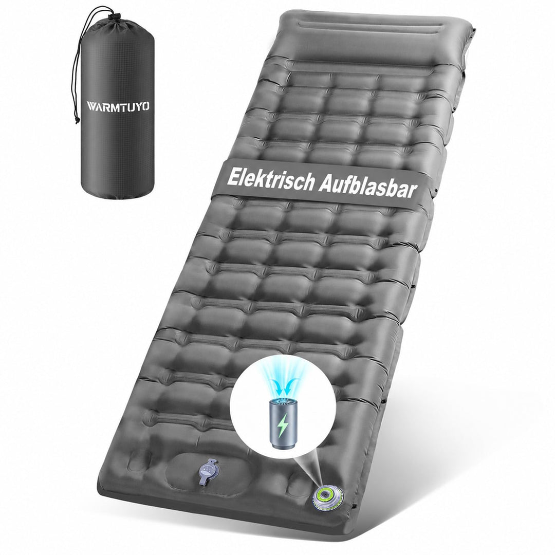 WARMTUYO Isomatte, Luftmatratze Camping mit Elektrisch Pumpe, 12CM Dicke Matratze Outdoor Aufblasbar