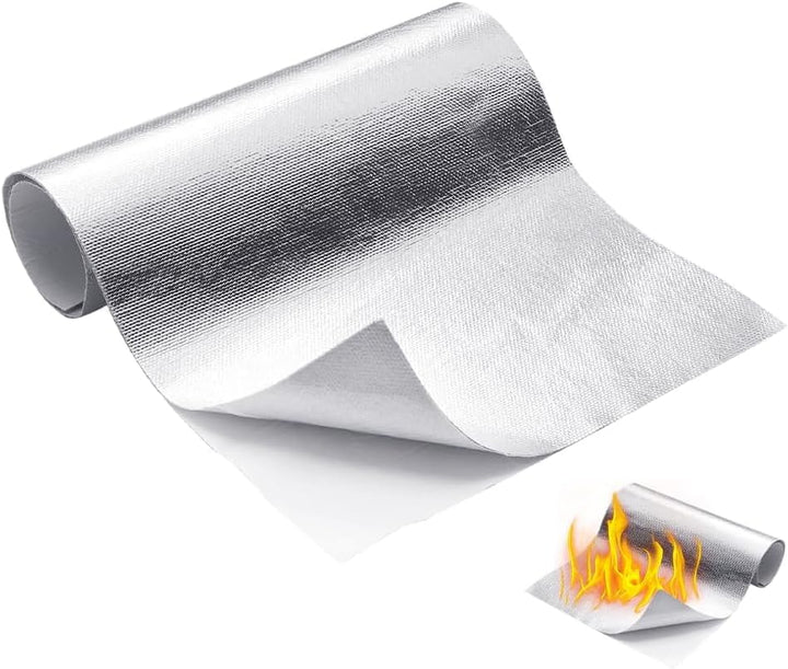 DASIAUTOEMHitzeschutzmatte, Selbstklebend Kleberücken Aluminium Glasfaser Blatt Aluminisierte Hitzes