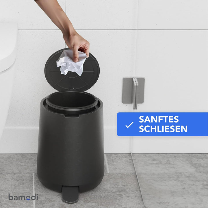 Bamodi Foot 3L Pedal Mülleimer - Mini-Mülleimer mit Deckel - Stylisches kompaktes Design für handfre