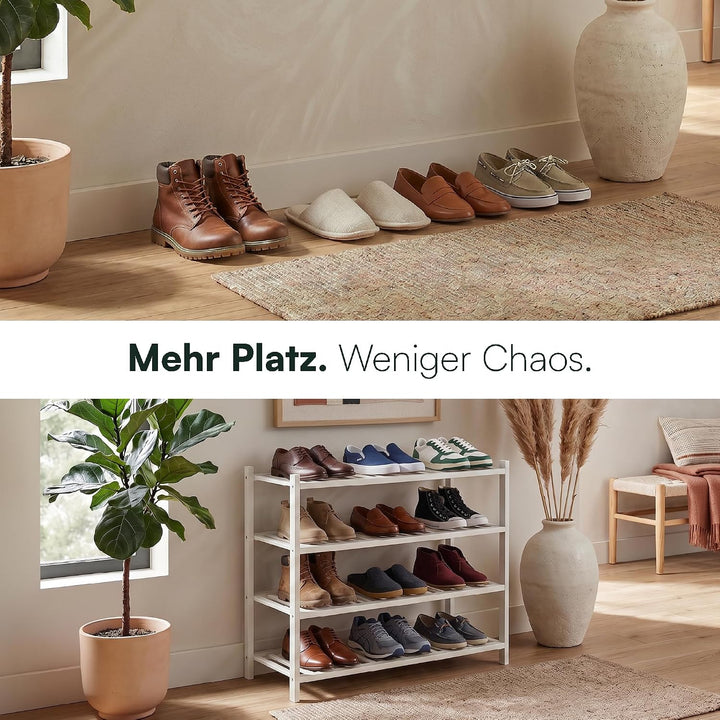 BAM BOO BOX - Schuhregal aus Bambus, Schuhablage mit 4 Ebenen, 68 x 28 x 64 cm, Erweiterbar Stapelba