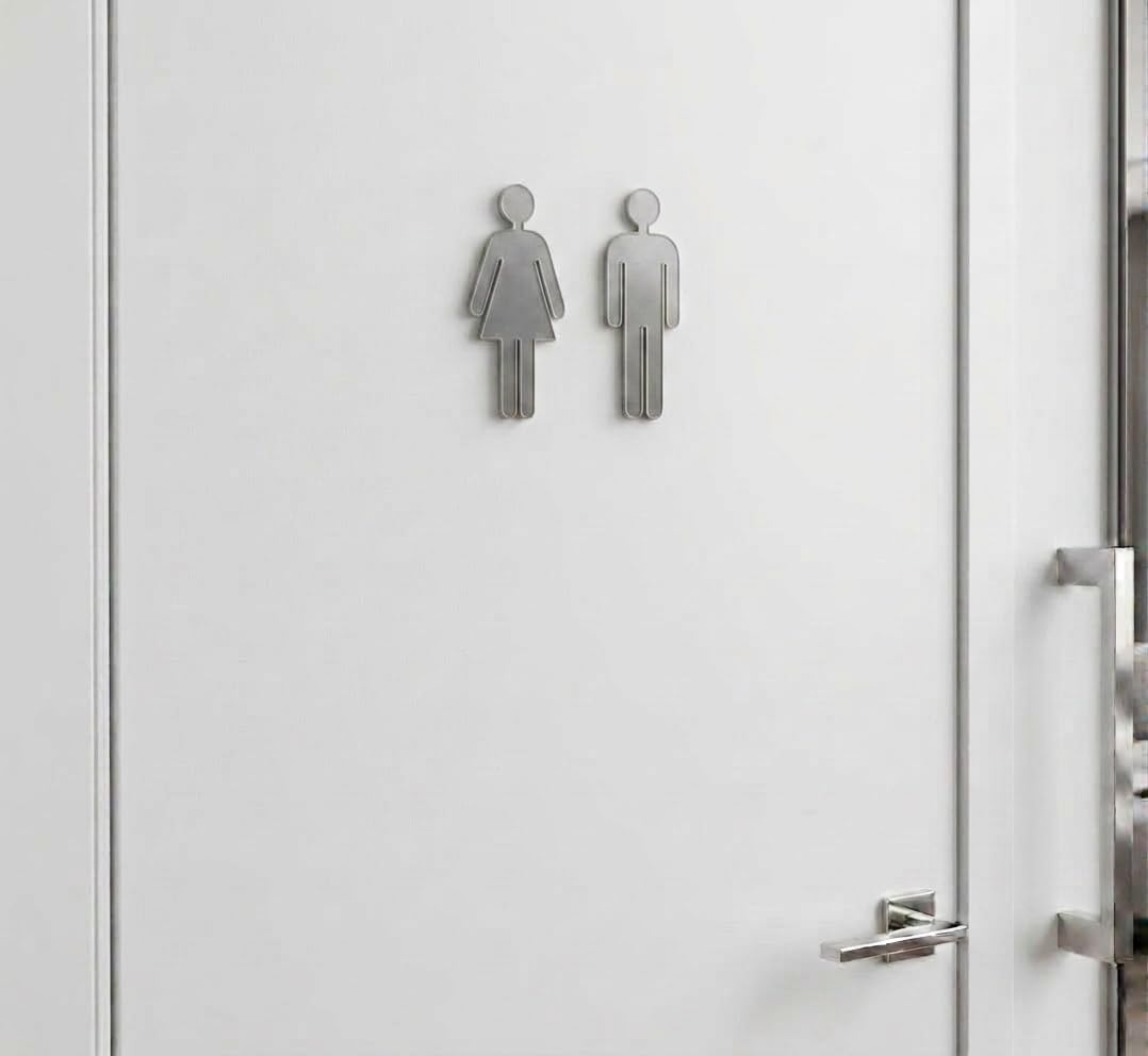 Türschild Set "Frau+Mann" Toilettenschild, je 1 Stk. MATT Edelstahl gebürstet - Höhe 11,5 cm