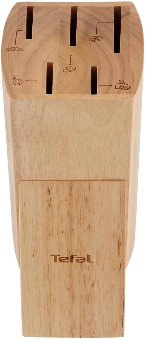 Tefal Fresh Kitchen Holzblock mit 5 Messern (Schäler 9 cm, Utility 12 cm, Chef 15 cm, Schneide 20 cm