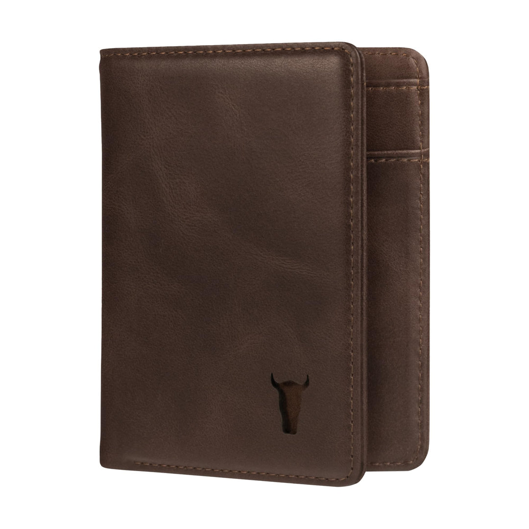 TORRO Herren Geldbörse - Premium-Echtleder-Geldbörse mit RFID-Schutz Slim Bi-Fold Dunkelbraun, Slim