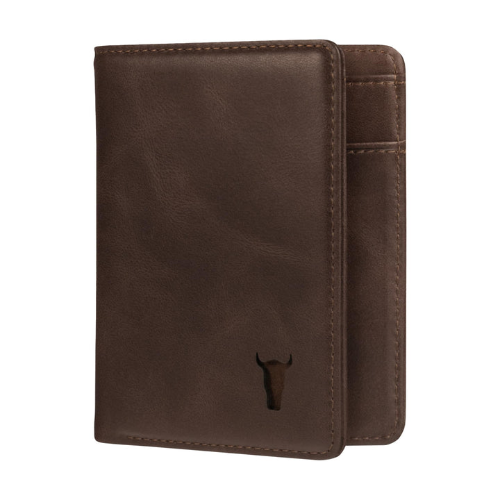 TORRO Herren Geldbörse - Premium-Echtleder-Geldbörse mit RFID-Schutz Slim Bi-Fold Dunkelbraun, Slim