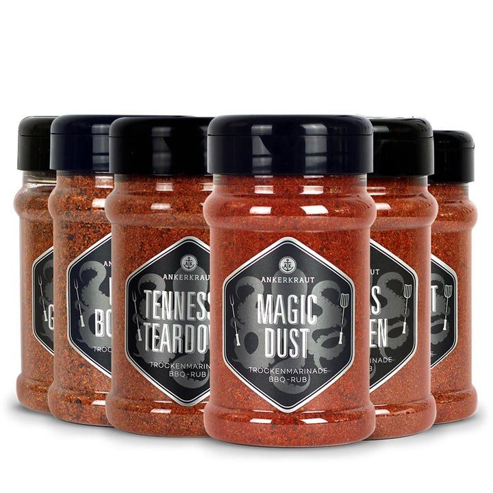 Ankerkraut BBQ Rub Set mit 6 Streuern - das perfekte Set für den Viel-Griller, Grill-Gewürze mit Ges