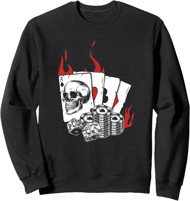 Schädel Totenkopf Spielkarten Pokerspiel Poker Chips Würfel Sweatshirt