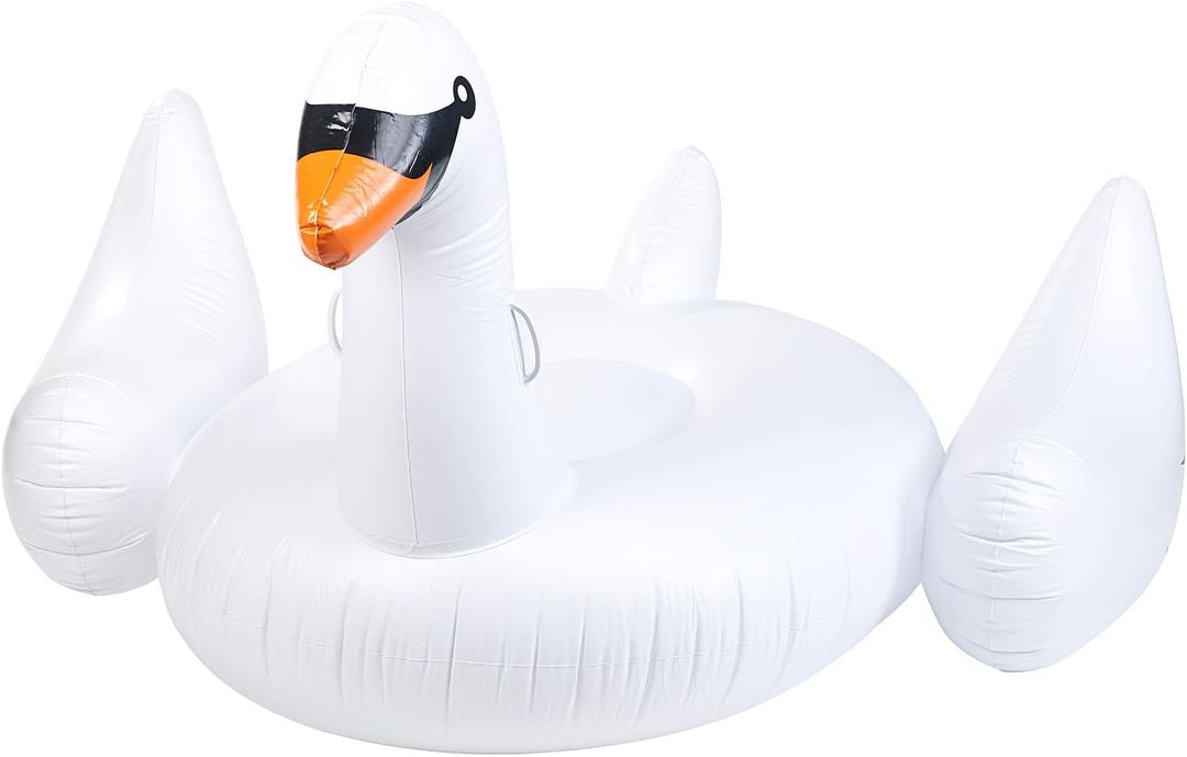 infactory Schwimmtier: Aufblasbarer XXL-Schwan, Badeinsel, 177 x 165 x 110 cm, bis 90 kg (Aufblasbar