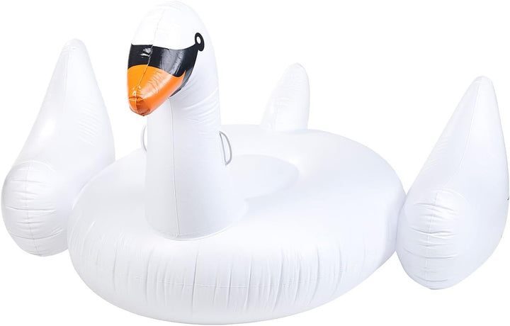 infactory Schwimmtier: Aufblasbarer XXL-Schwan, Badeinsel, 177 x 165 x 110 cm, bis 90 kg (Aufblasbar