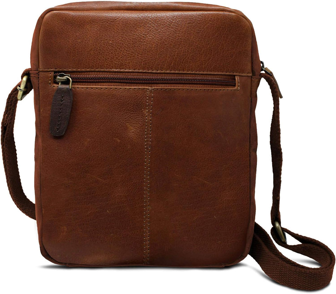 ROYALZ 'Idaho' Vintage Leder Umhängetasche Klein Herren Kompaktes Design Männer Ledertasche Mini Mes
