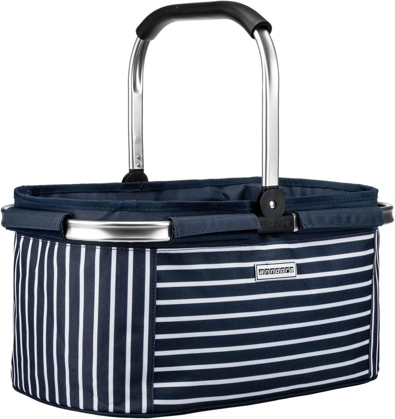 anndora Einkaufskorb NAVY 22 Liter - blau weiss gestreift Navy Gestreift