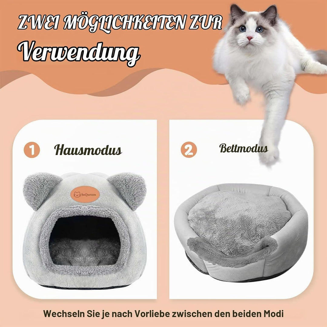 Katzenhöhle Katzenbett Waschbares Katzenhaus Haustierbett Weiches Komfort Zelt Katzenstreu Bett Warm