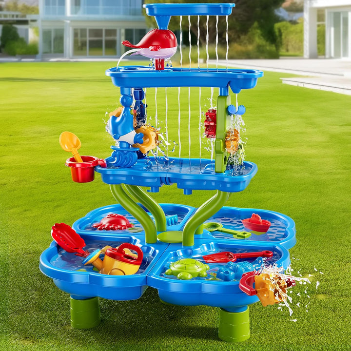 JUKUDAHU Wasserspieltisch für Kinder 3-8 Jahre, Wassertisch Wasserfallteich | Sommerliche Outdoor St