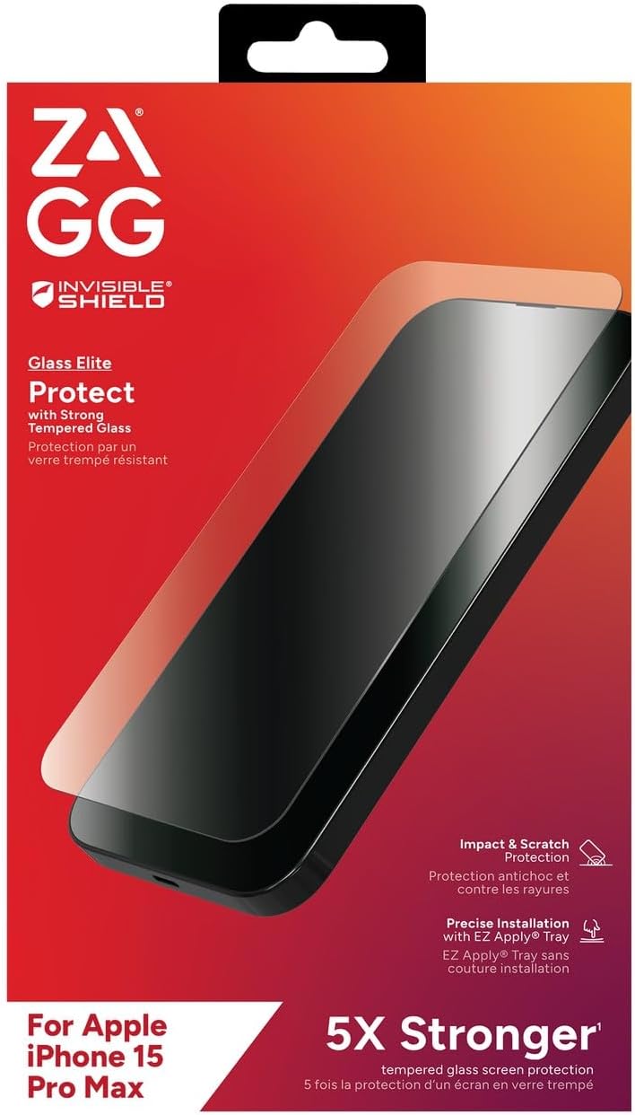ZAGG InvisibleShield Glas Elite Displayschutzfolie für iPhone 14 Pro Max, stossfest, wischfest, krat