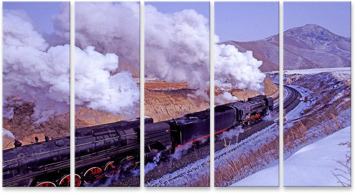 islandburner Bild auf Leinwand Alte Eisenbahn In Den Bergen Dampflok Bilder Wandbilder Poster Leinwa