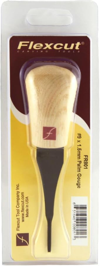 Flexcut #9 Palm Sweep, Hartstahl, massiver Eschenholzgriff, 1,5 mm (FR801) #9 - 1.5 mm Palm Sweep, #