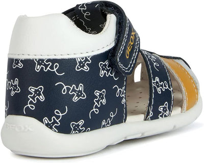 Geox Baby-Jungen B Elthan Boy Sandal 18 EU Navy Ochre, 18 EU Navy Ochre