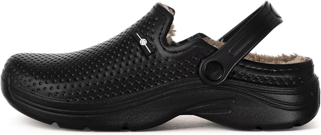 Hsyooes Clogs Damen Winter Gartenschuhe Herren Gefütterte Hausschuhe Wasserdicht Plüsch Pantoletten
