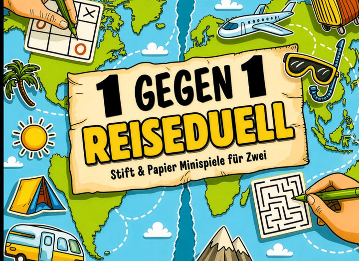 1 gegen 1 Reiseduell: Stift und Papier Minispiele für Zwei | Reisespiele ohne Hilfsmittel | Beschäft