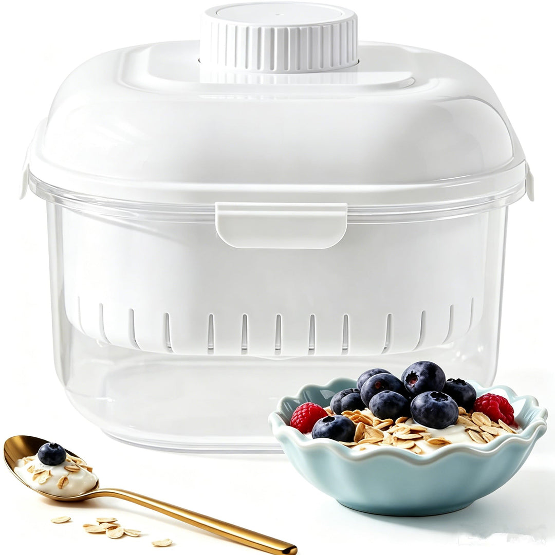 Griechischer Joghurtsieb,Waschbar Molkeabscheider mit Deckel,2500ML Joghurt Sieb Mit Filtertuch Wied