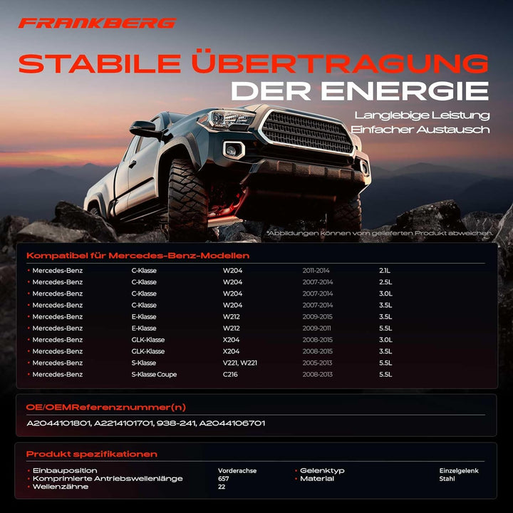 Kardanwelle Gelenkwelle Hinterachse für C-Klasse CLS GLK-Klasse E-Klasse S-Klasse W204 S204 C218 X21