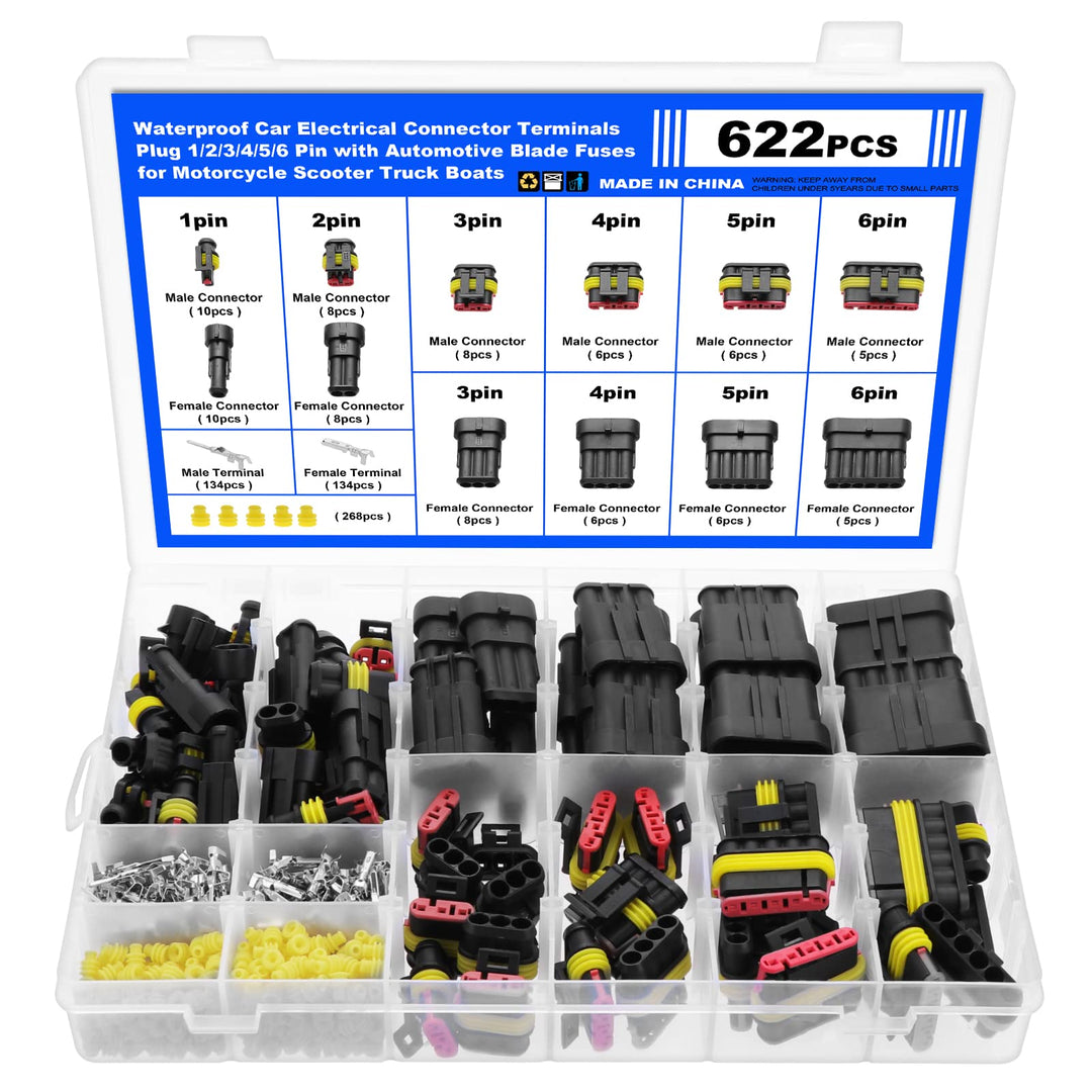 Faankiton 622Stk Auto Wasserdichter Steckverbinder, Kabel Schnellverbinder Stecker, Wasserdicht Schn