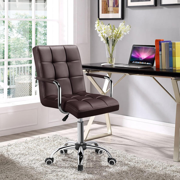 Yaheetech Bürostuhl, ergonomischer Schreibtischstuhl, Drehstuhl aus Kunstleder, höhenverstellbar Che
