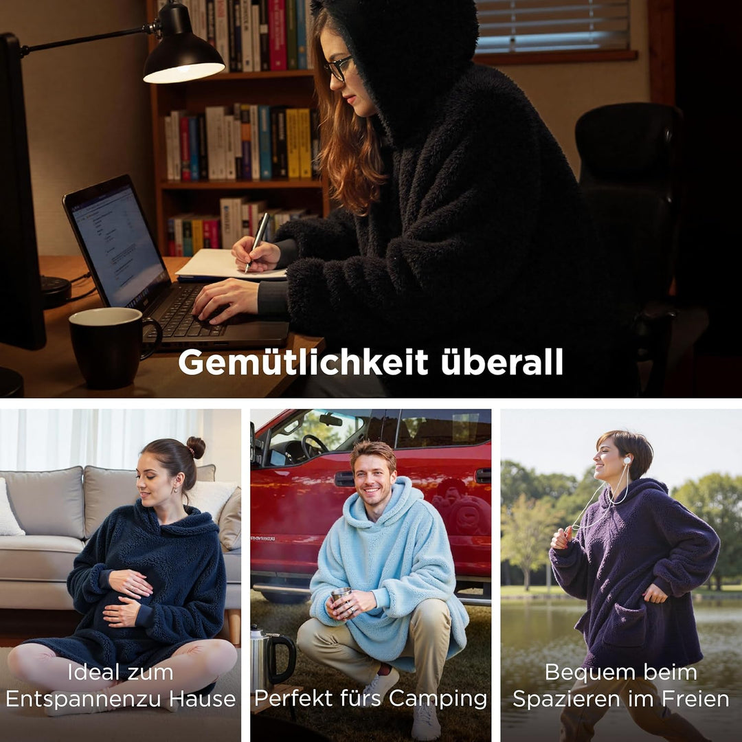 BEDSURE Hoodie Decke mit Ärmeln Deckenpullover - Tragbare Decke zum Anziehen als Geschenke für Fraue