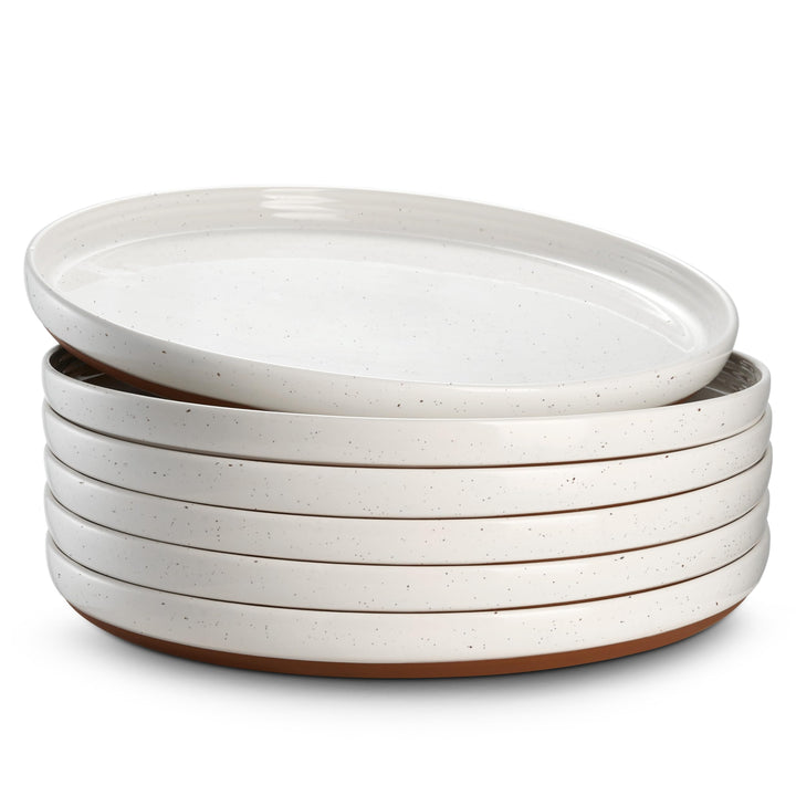 DOWAN Steingut Dinner Teller Set, 10 Inch Dessert Plates 6 Stück Tellerset Keramik, 26cm Serviertell
