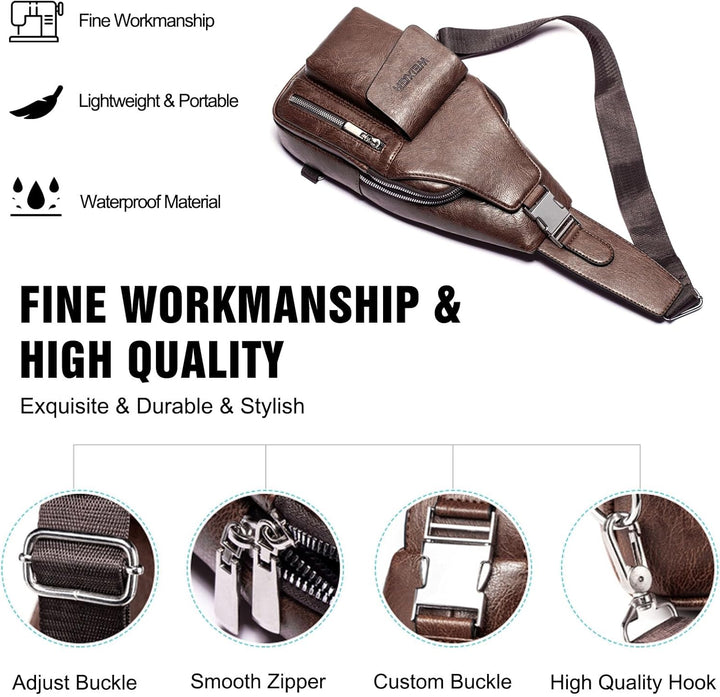 FANDARE Retro Brusttasche Ultraleicht Sling Bag Geschäft Umhängetasche für Herren Schultertasche Out