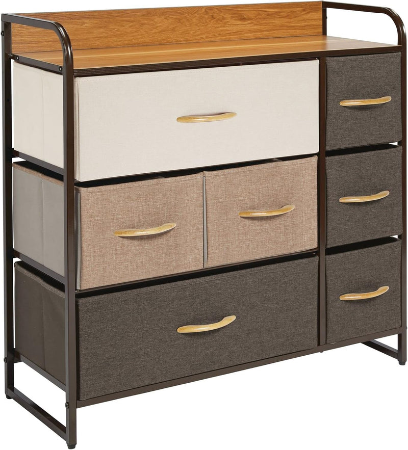 mDesign Kommode mit 7 Schubladen – breiter Schubladenschrank für Schlafzimmer, Wohnzimmer oder Flur