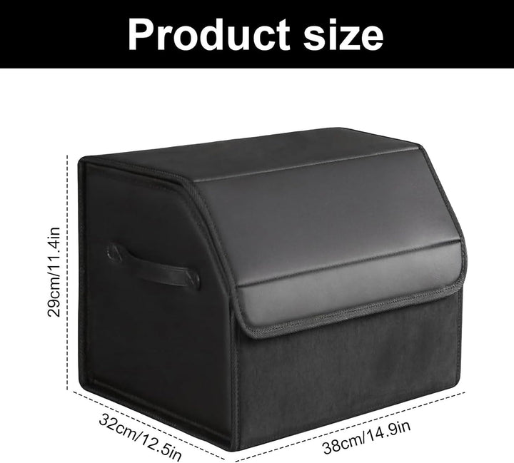 Chingcoo Auto Kofferraum Organizer, 38×32×29 cm Auto Tasche Kofferraum mit Deckel,Faltbare Leder Auf