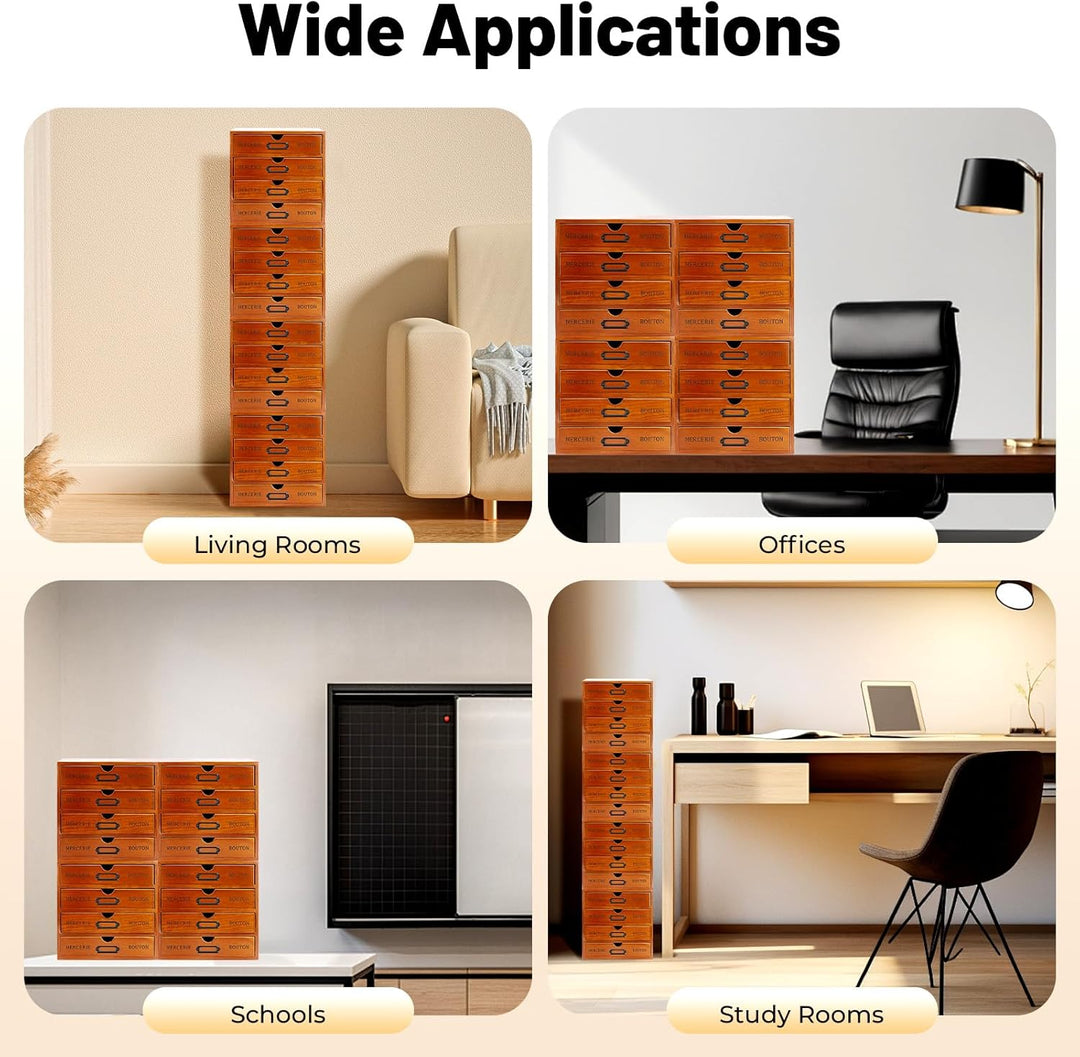 Schreibtisch-Organizer aus Holz 4Pcs 4 Regal 16 Schublade File Organizer Retro Aufbewahrungsbox Holz
