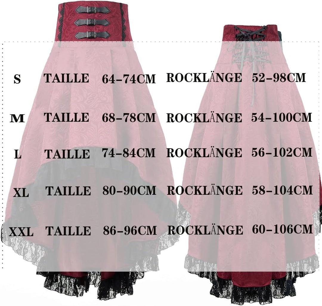 CR ROLECOS Renaissance Rock Langer Rock Rüschensaum viktorianischen Stils A-Linie Mittelalter Tracht