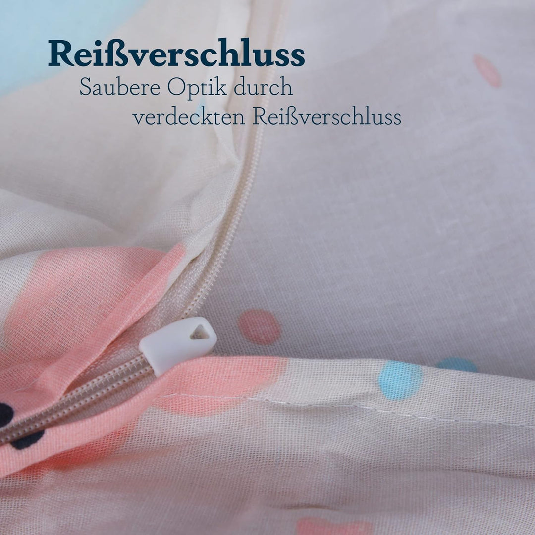 Kinder Bettwäsche 2-TLG (100x135cm / 40x60cm) Bettdecken Set, 100% Baumwolle - Babybettwäsche mit Mo
