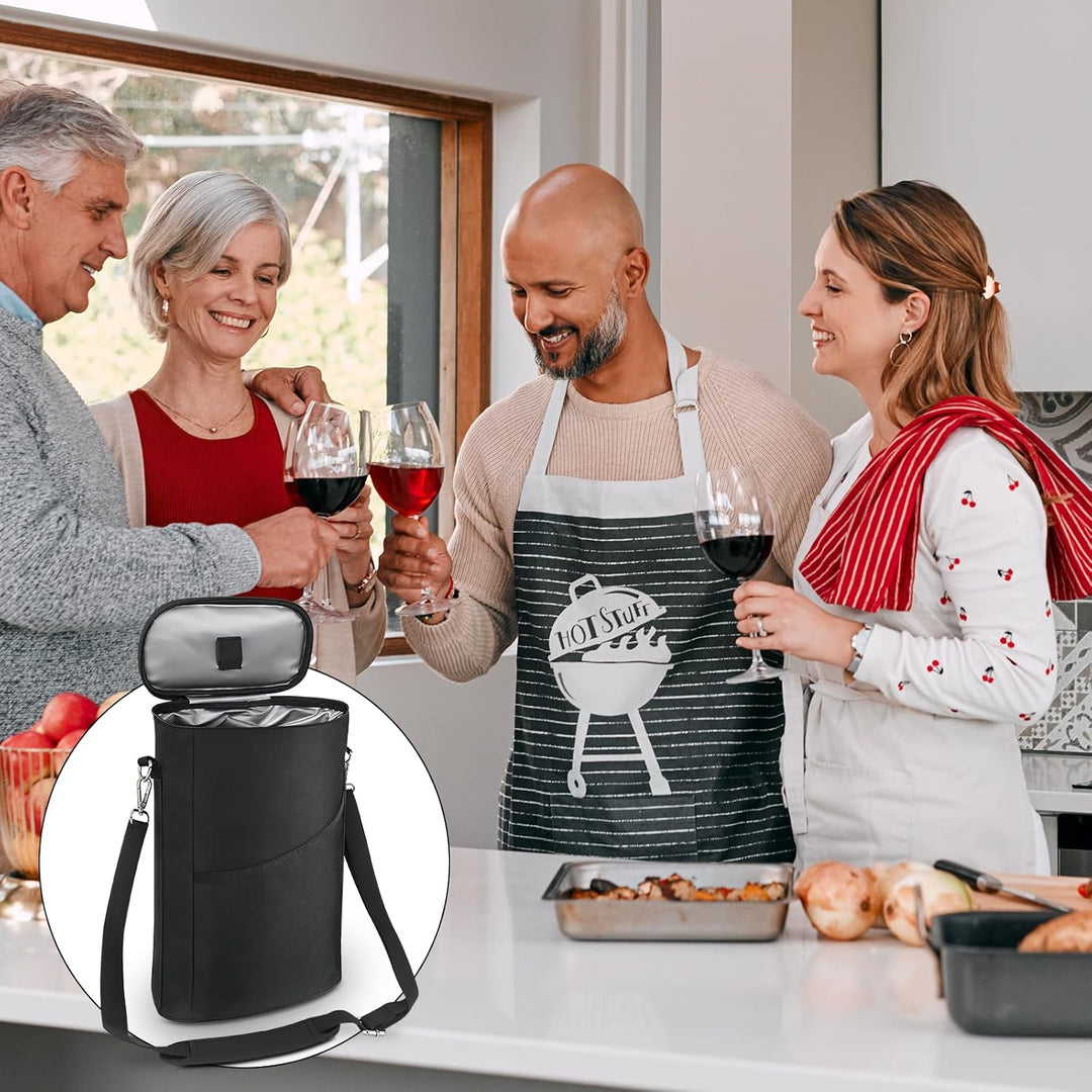 Flaschenkühler Faltbar Kühlmanschette: WANDGU 2 Flasche Insulated Kühltasche, Isolierter Weinbeutel,