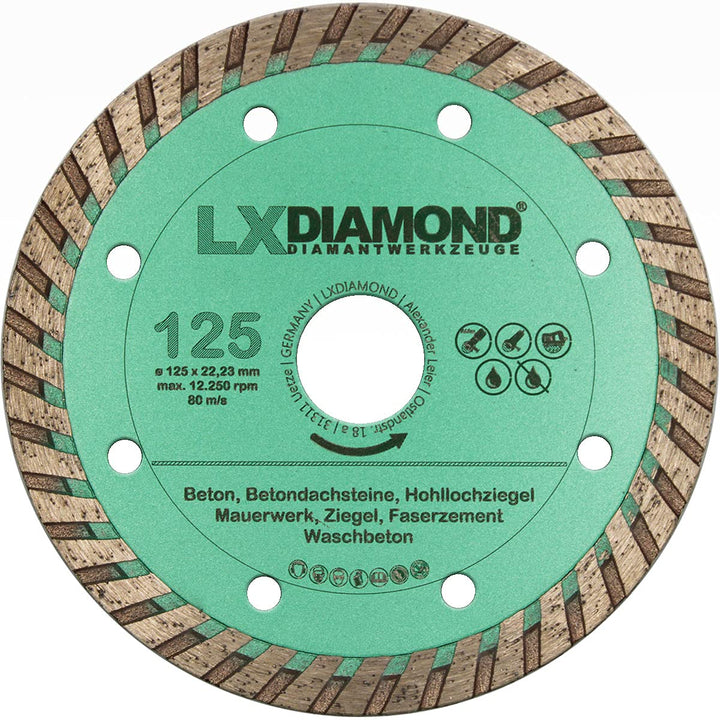 LXDIAMOND Diamant-Trennscheibe 125mm x 22,23mm Diamantscheibe Betonscheibe für Stein Beton Mauerwerk