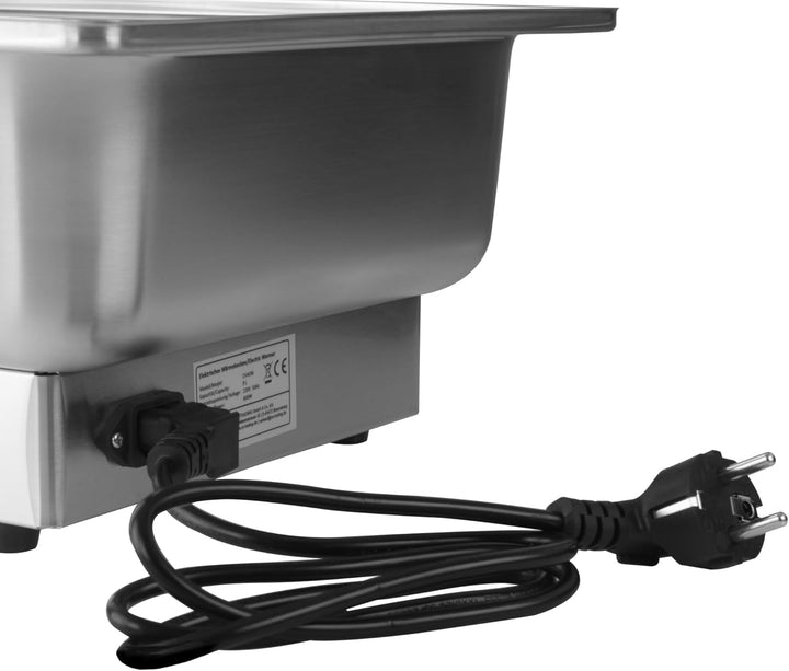 Mahlzeit elektrischer Edelstahl Chafing Dish für GN 1/1 | 9 Liter, bis 80°C mit Display | Warmhalteb