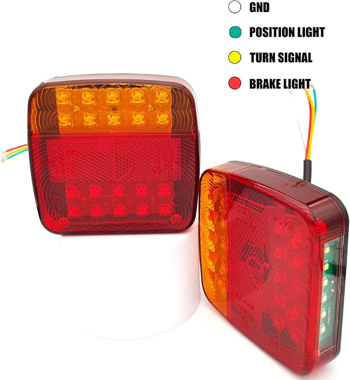 AOJO 2 PCS PKW Anhänger Rückleuchten LED, 12V LKW Rücklicht, Wasserdichte Heckleuchten mit ECE E-Gep
