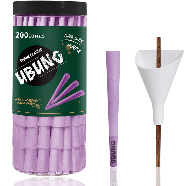 UBUNG 200 Stück Grosse Grösse Lila Konisch vorgedrehte Hülsen, King Size 108 mm Konisch Papiers Hüls
