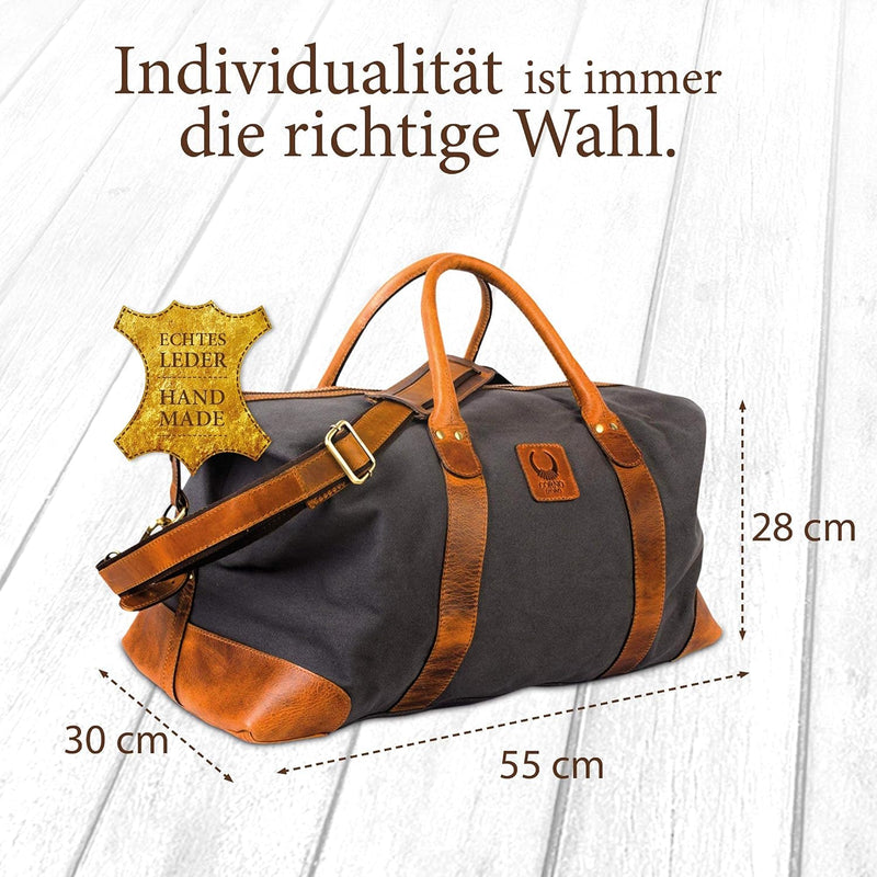 Corno d´Oro Premium Canvas Weekender Herren Gross 50L / Handgefertigte Leichte Reisetasche Damen Led
