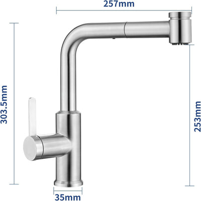 CECIPA Wasserhahn Küche Ausziehbar mit 2 Wasserstrahlarten, Hochdruck Küchenarmatur mit Brause Auszi