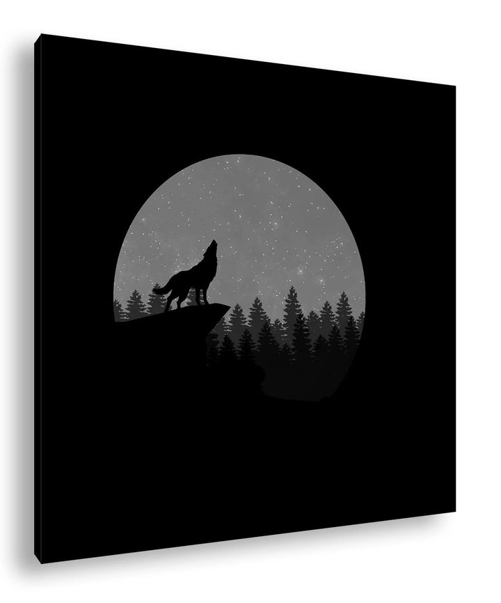 düsterer einsamer Wolf Format: 60x60 Effekt: Schwarz&amp;Weiss als Leinwandbild, Motiv fertig gerahmt au