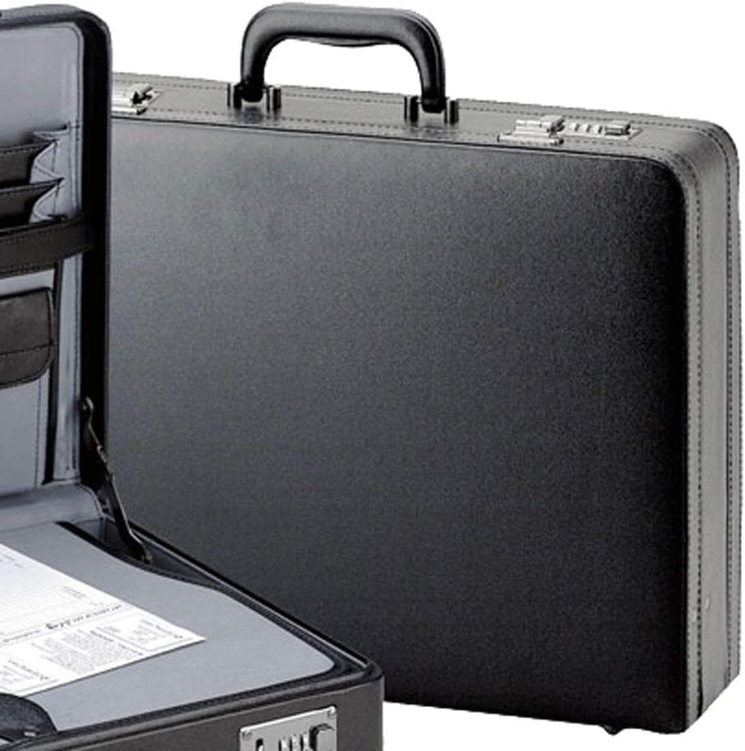 Bowatex Extra breite, grosse Aktenkoffer 46 cm Schreibplatte Erweiterbar Schwarz