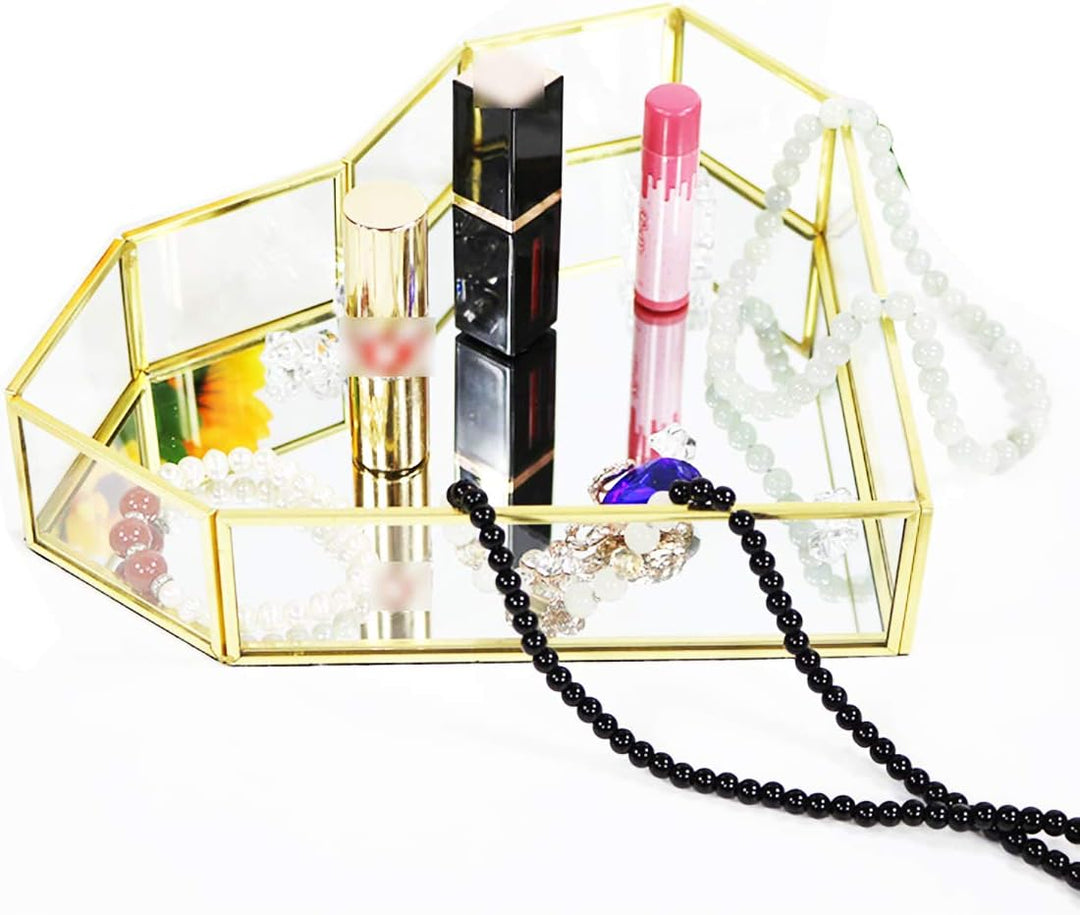 Spiegeltablett Gold, Vintage Spiegeltablett Messing Parfum Kosmetiktabletts Verspiegelt Platte Versp