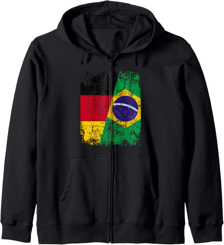 BRASILIEN DEUTSCHLAND Flagge | Damen Herren Kinder Brasilien Kapuzenjacke