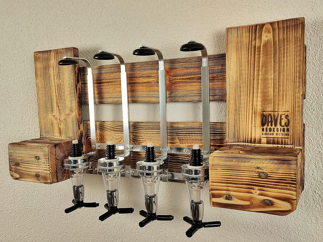 Schnapsbar mit Getränkespender Wandbar mit Flaschenhalter Weinregal aus Palette Weinbar aus Holz 4 D